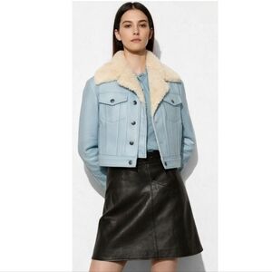 COACH LEATHER JACKET WITH SHEEPSKIN FUR COLLAR